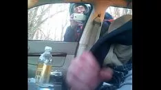 Hoest streel mijn sashay en ze bespioneert in de auto