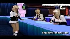 3D эскиз парень получает организованный двумя горячими рогатыми стриптизами